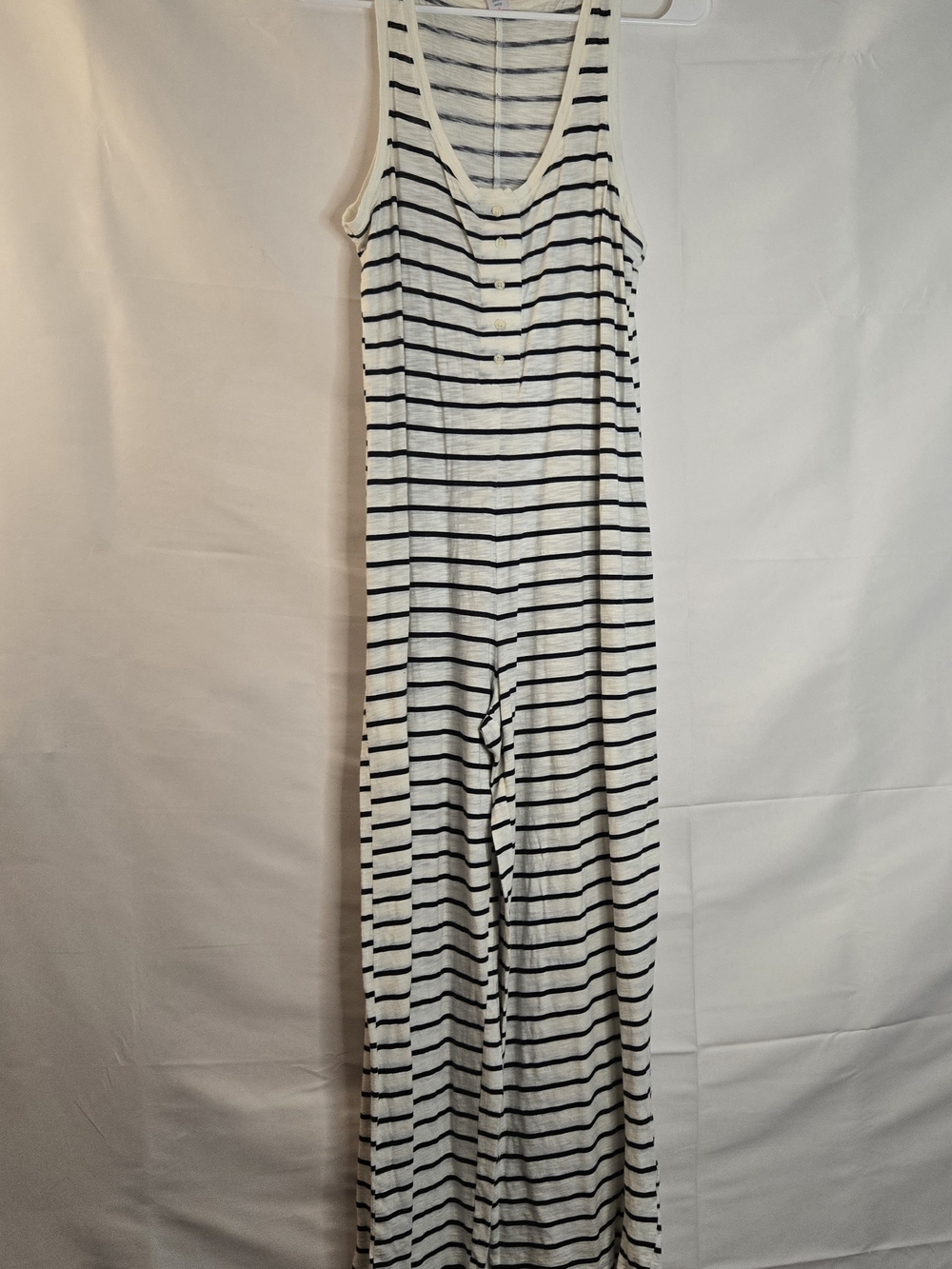 Only Sleeveless Sunday Sleep Henley Wide-Leg Lounge Jumpsuit S Tall striped